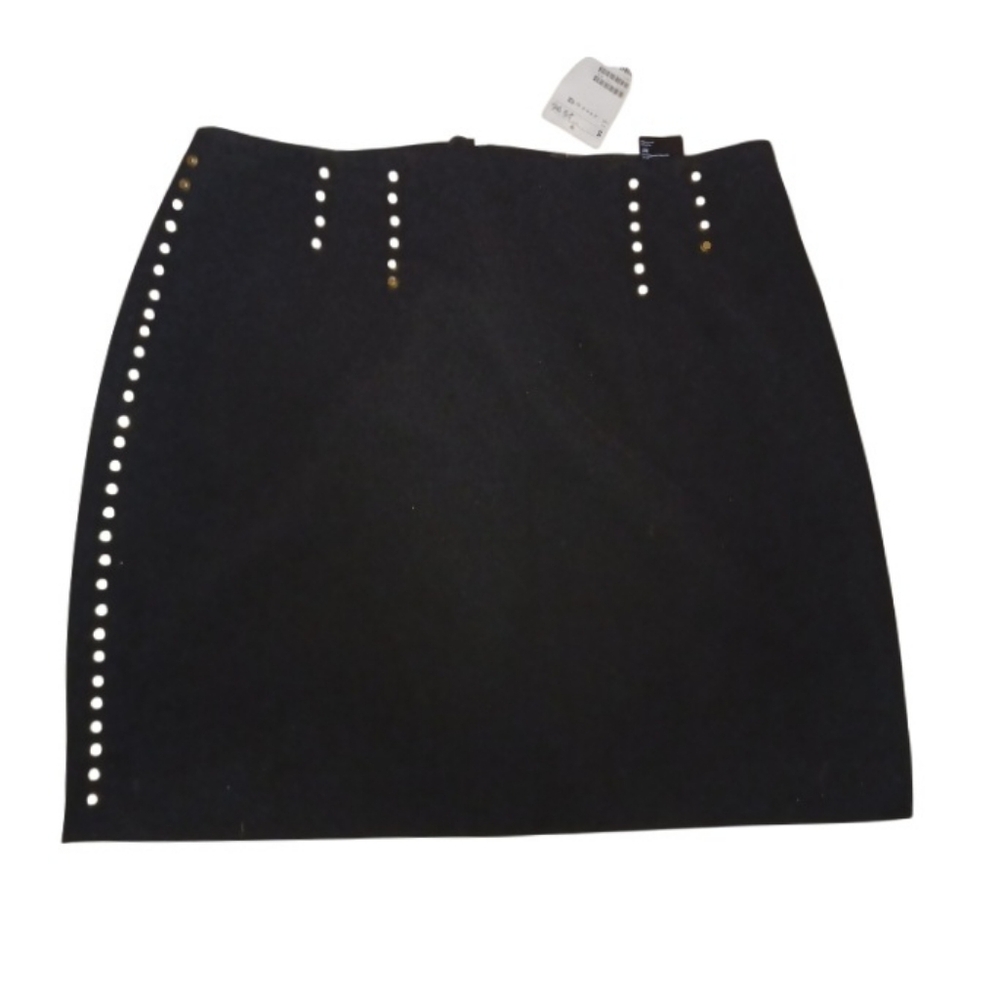 H&M Black Mini Skirt with Gold Studs Size 12 NEW